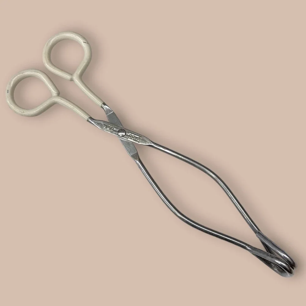 Vintage‎ EKCO USA Kitchen Tongs Set of 3 Metal Scissor Style Tongs Silver Cream
